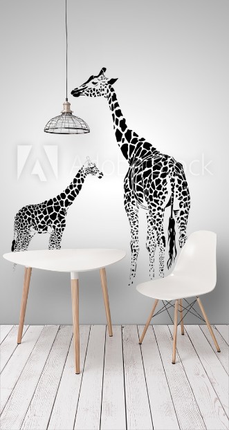 Picture of Giraffe with her baby